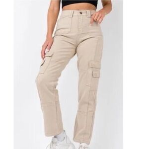 Lioness Stacey Straight Leg Cargo Jean in Beige